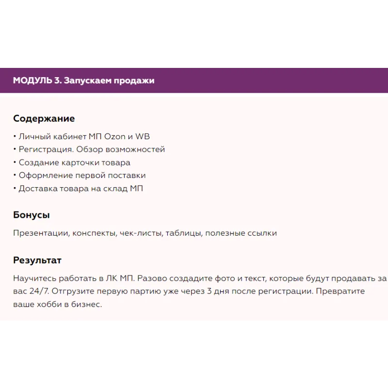 Курс "Маркетплейсы для кондитеров. Тариф Бизнес" (Вера Дружковска)