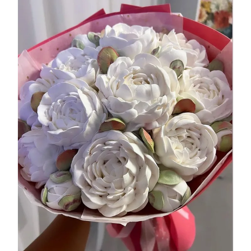 Корзина с белыми пионами из зефира (Анна Иванова) @buket_zefira_rnd