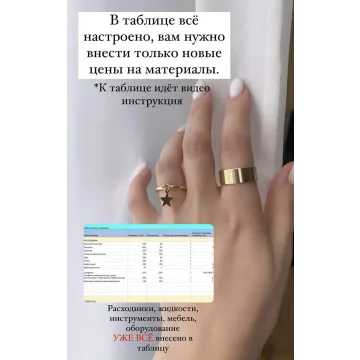 Таблица расчета себестоимости маникюра 2022 (iren.pro.nogti)