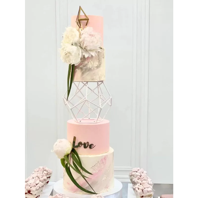 Многоярусный торт с геометрической конструкцией 4 яруса (Надежда Архипова)