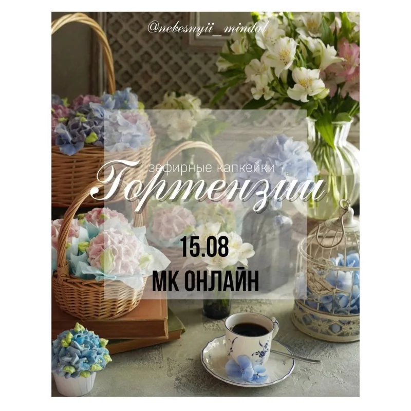 Мастер-класс по зефирным капкейкам "Гортензии". 15 августа (Марина Невская, Nebesnyii_mindal)