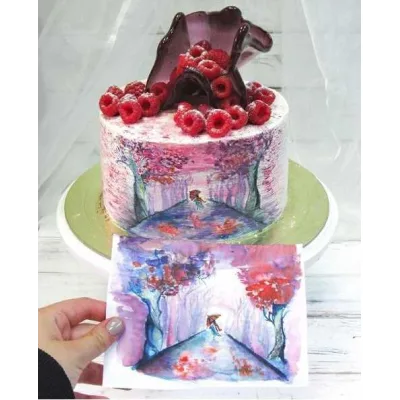 3 покрытия тортов под акварель и 4 декора (Мария Костылева)