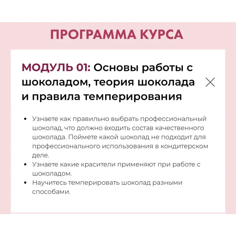 Курс Кондитер-шоколатье (Олеся Нежикова)