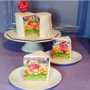 Техника cakeinside торт с рисунком мишки (Евгения Кизленко, Kizlenkocake)