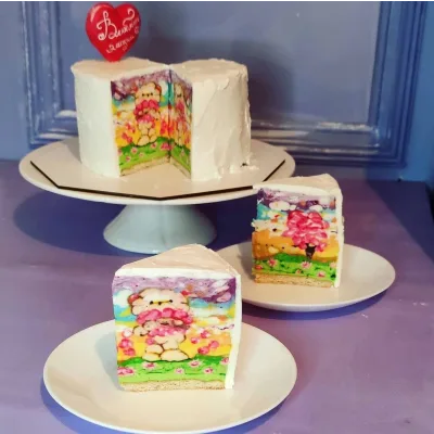 Техника cakeinside торт с рисунком мишки (Евгения Кизленко, Kizlenkocake)