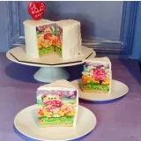 Техника cakeinside торт с рисунком мишки (Евгения Кизленко, Kizlenkocake)