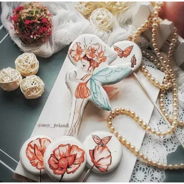 [Где торт?] Роспись кистью по глазури. Пряник «Фея и Маки» (Алёна Долгих)