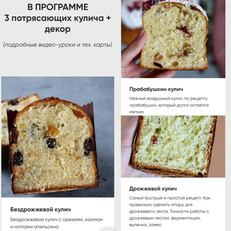 Пасхальный курс. Куличи + Марафон (Алина Макарова, cake school)