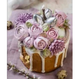 Кружевной кулич с декором 2 (Надежда Коломейцева)