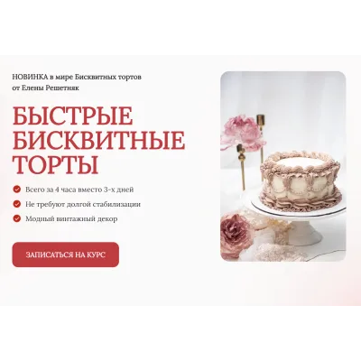 [Cake pro] Быстрые бисквитные торты. Тариф Стандарт (Елена Решетняк)