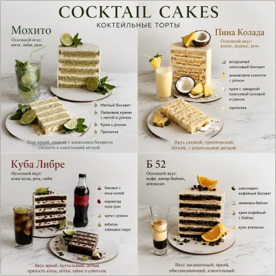 Cocktail cakes. Коктейльные торты (Татьяна Коледа)