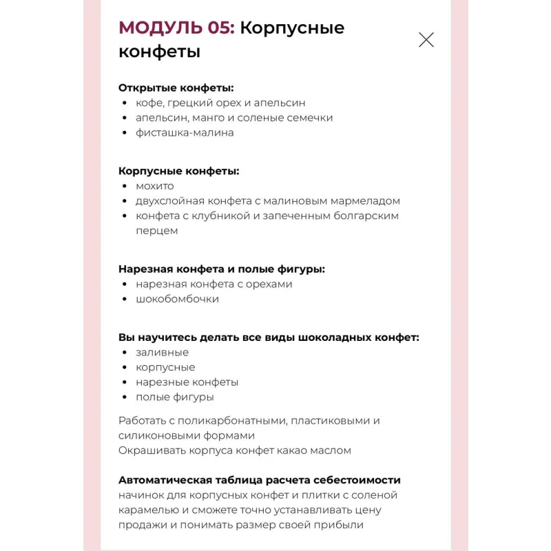 Курс Кондитер-шоколатье (Олеся Нежикова)
