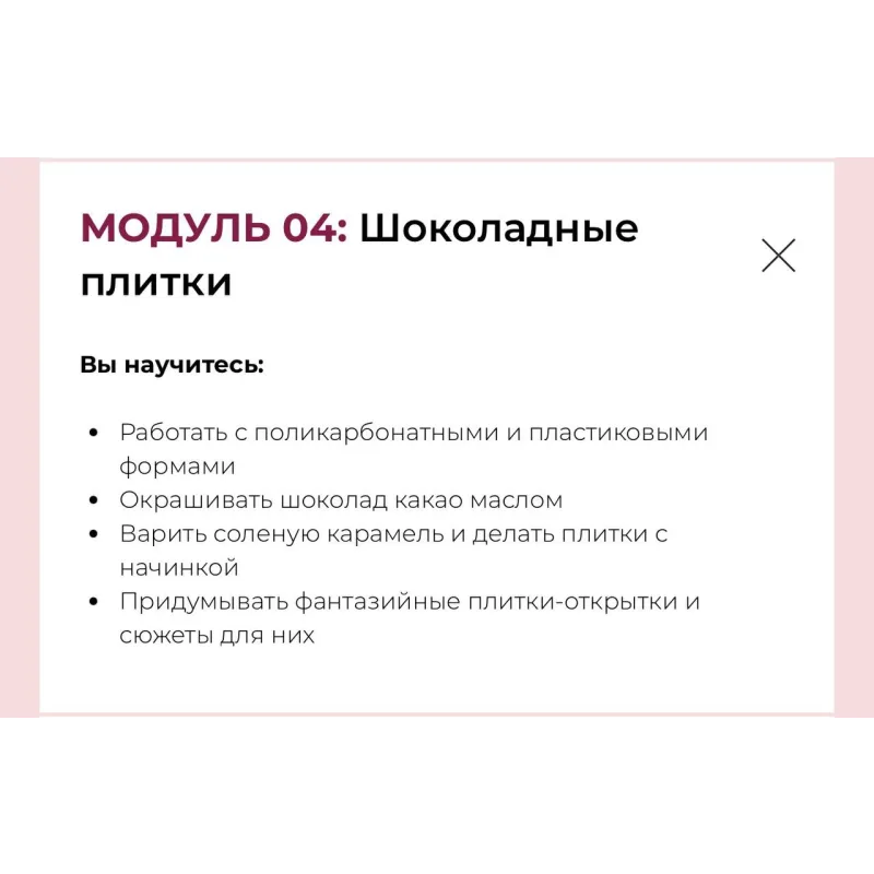 Курс Кондитер-шоколатье (Олеся Нежикова)