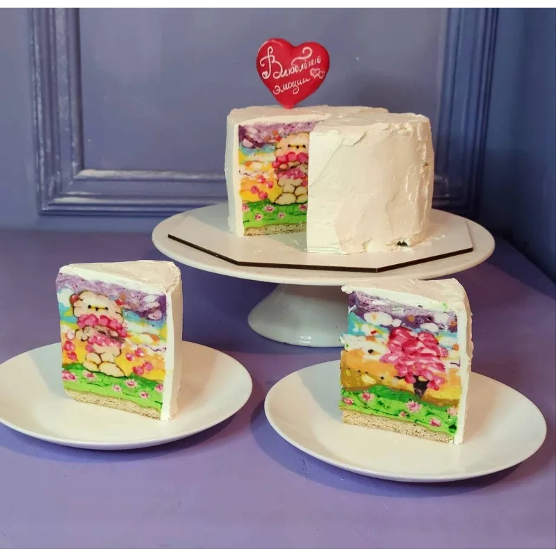 Техника cakeinside торт с рисунком мишки (Евгения Кизленко, Kizlenkocake)