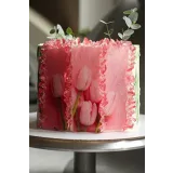 Торт Манго-маракуйя. Покрытие ганаш. Декор - Стеклянный принт (Нюта Зеленская)