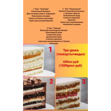 3 урока (техкарты + видео). Сникерс, тропики, морковный торт (koleda_cake)