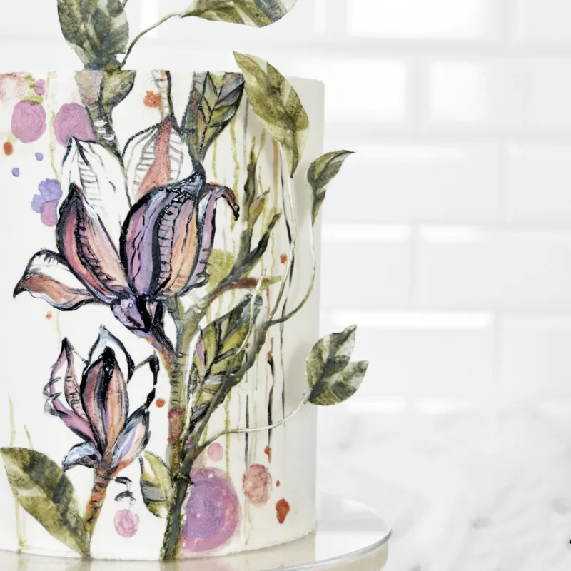 Роспись торта и вафельные ветви (Александра Булгакова)