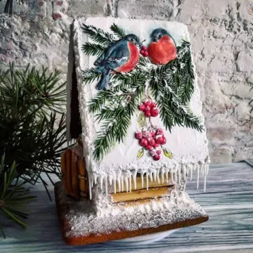 Пряничный домик со снегирями (Елена Кортусова)